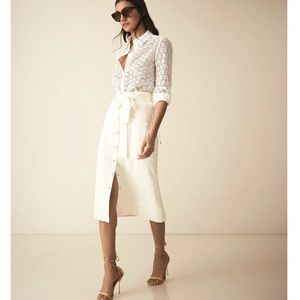 NWT Reiss Josephine High Rise Linen Blend MIDI Skirt